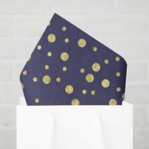 Navy Gold Gold Dots Chic Tissue Paper