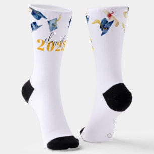 Navy & Gold   Graduation Grad Year Monogram Socks