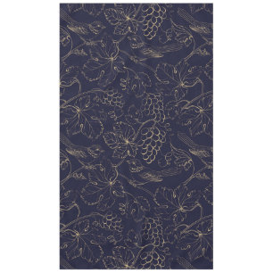 Navy & gold grape berries leaves   tablecloth