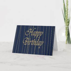 Navy Gold Happy Birthday Card