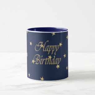 Navy Gold Happy Birthday Mug