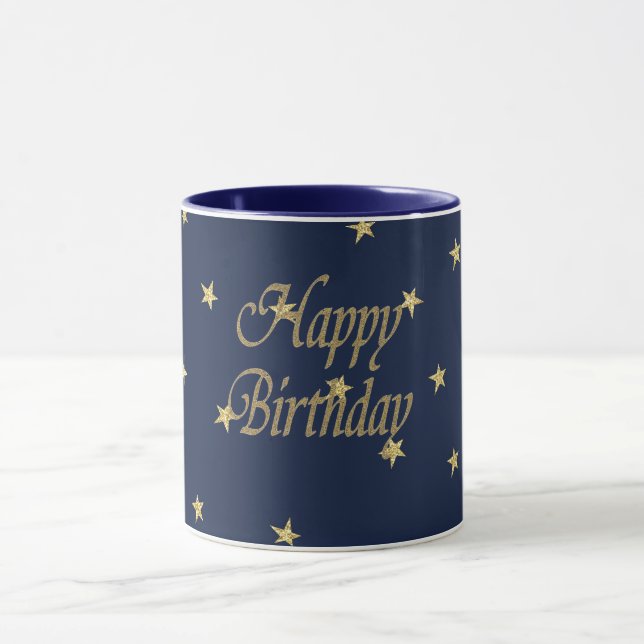 Navy Gold  Happy Birthday Mug (Center)