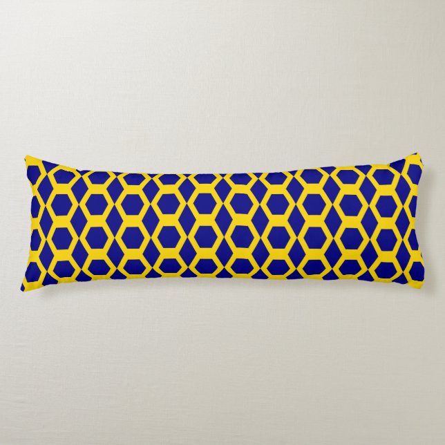 Navy Gold Hexagon Pattern Body Cushion (Front)