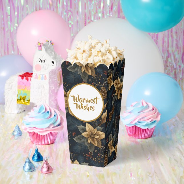 Navy Gold Holly Medallion Pattern Favour Box (Party)