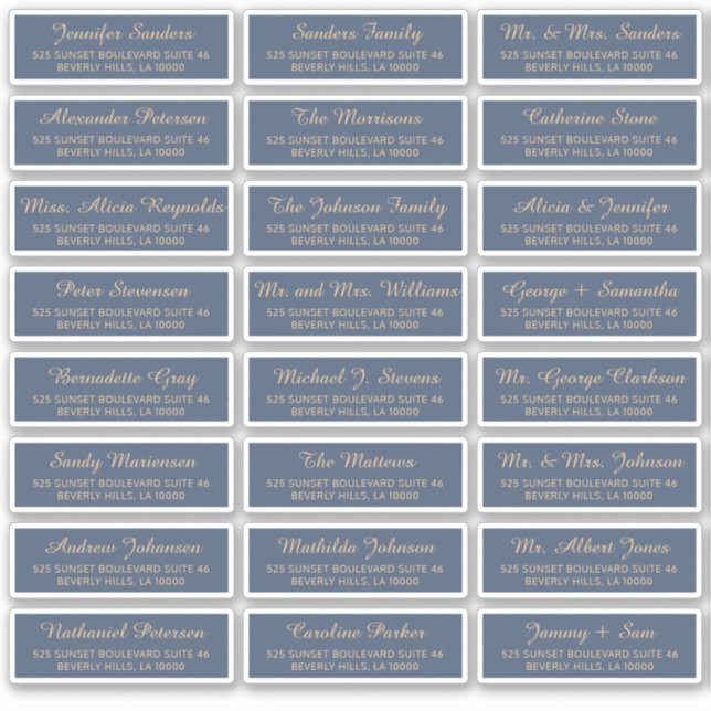 Navy gold individual guest address elegant labels (Front)