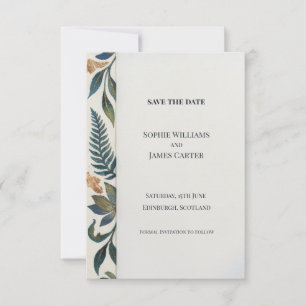 Navy Gold Leaf Save The Date Card