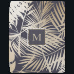 Navy Gold Leaf Tropical Foliage iPad Cover<br><div class="desc">Protect your precious tech in style. Gold foliage on a navy blue background. So lush. Personalise your case with your initial.</div>