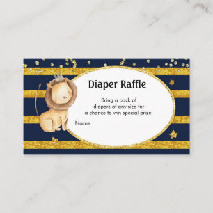 Navy Gold Lion Diaper Raffle Enclosure Card