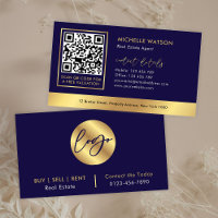 Navy & Gold Logo Modern Real Estate QR Code
