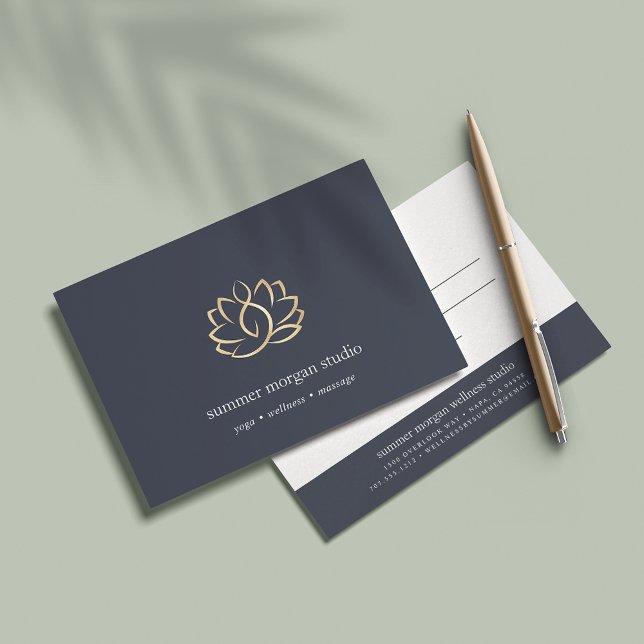 Navy & Gold Lotus | Massage Spa Gift Certificate (Creator Uploaded)