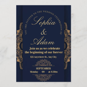 Navy & Gold Mandala Invitation