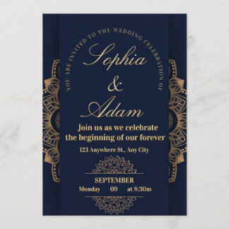 Navy & Gold Mandala Invitation