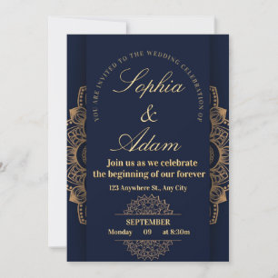 Navy & Gold Mandala Invitation