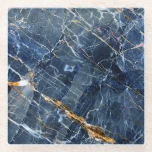 Navy Gold Marble Glass Coaster