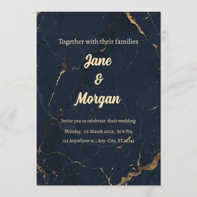 Navy Gold Marble Invite (Front)