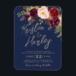 Navy Gold Marsala Wedding Invitation Magnet<br><div class="desc">Navy Gold Marsala Wedding Invitation Magnet</div>