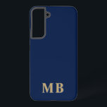 Navy & Gold | Minimal Modern Initial Monogram Samsung Galaxy Case<br><div class="desc">This stylish phone case design features a simple modern design in navy blue & gold. Make one of a kind phone case with custom initials and name. It will be a cool, unique gift for someone special or yourself. If you want to change the fonts or position, click the "Customise...</div>