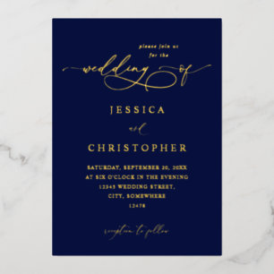 Navy & Gold Modern Calligraphy 3 Wedding