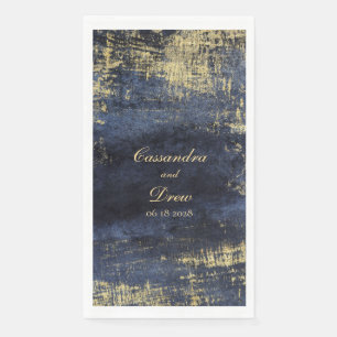Navy & Gold Modern Watercolor Wedding Napkin