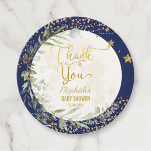 Navy Gold Moon Twinkle Little Star Baby Shower Favour Tags