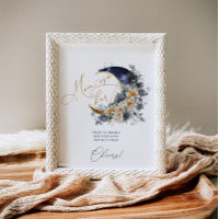 Navy gold over the moon baby shower Mum-osa bar