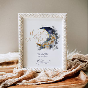 Navy gold over the moon baby shower Mum-osa bar Poster