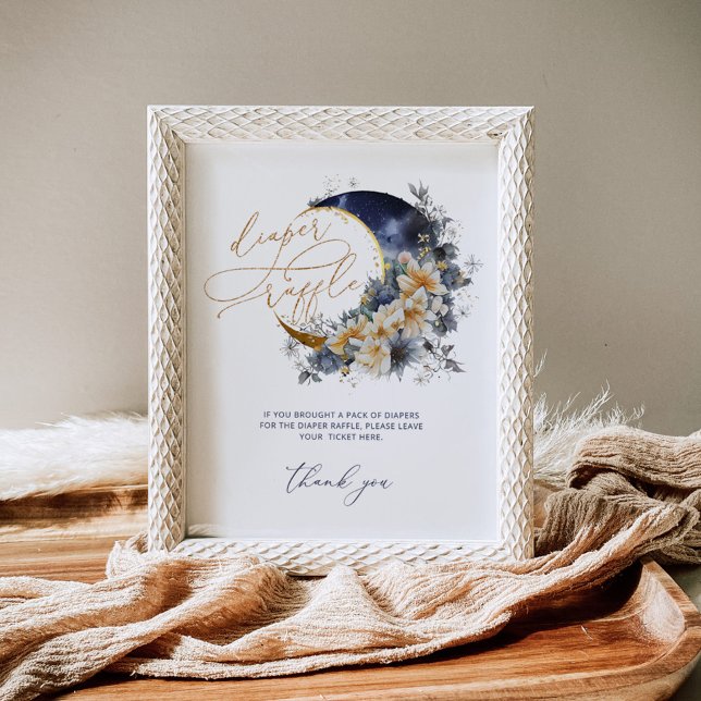 Navy gold Over the moon diaper raffle Poster (Creator Uploaded)