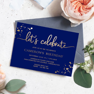 Navy Gold Paintly Let's Celebrate Birthday