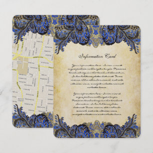 Navy & Gold Paisly Peacock Wedding Invitation