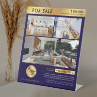 Navy & Gold Photo Collage Real Estate For Sale