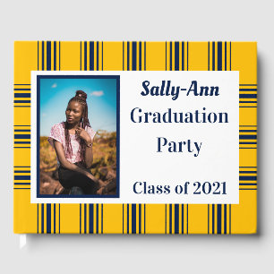 Navy Gold Photo Graduation Party Guest Book