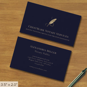 Navy Gold Quill Notary Card