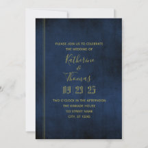 Navy & Gold Regal Wedding Invitation