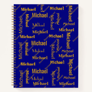 Navy & Gold Repeating First & Last Name Class Notebook