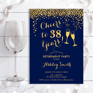Navy Gold Retirement Party Invitation