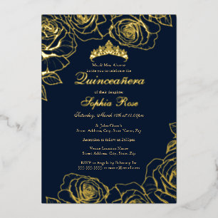 Navy Gold Rose Garden Quinceanera 
