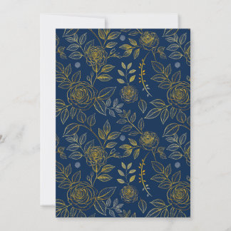 Navy & Gold Rose – Seamless Botanical Pattern Invitation