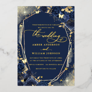 Navy Gold Rose Wedding