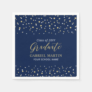 Navy & Gold School Graduation Ceremony Party Napkin