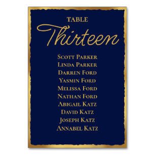 Navy Gold Seating Chart Table Number