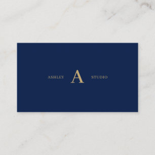 Navy & Gold Simple Minimal Professional  Business  Business Card