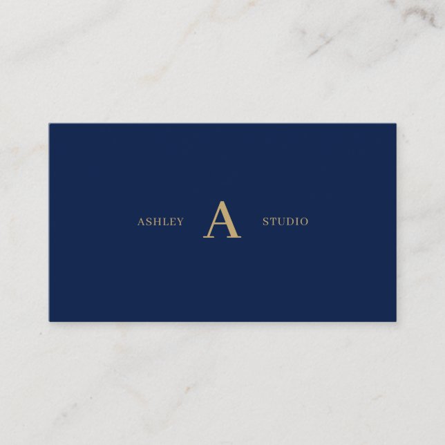 Navy & Gold Simple Minimal Professional  Business  Business Card (Front)