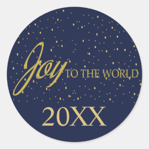Navy & Gold Snow Joy to the World Sticker