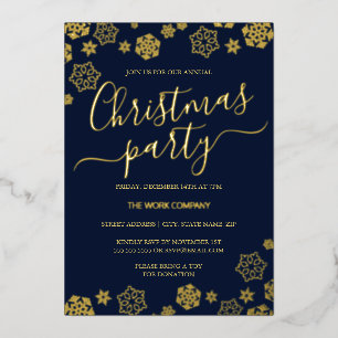 Navy Gold Snowflake Corporate Christmas Party