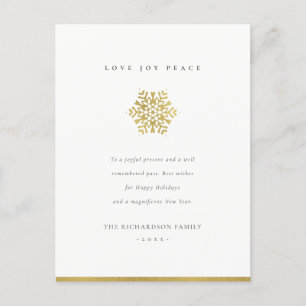NAVY GOLD SNOWFLAKE LIGHT STRING LOVE JOY PEACE HOLIDAY POSTCARD