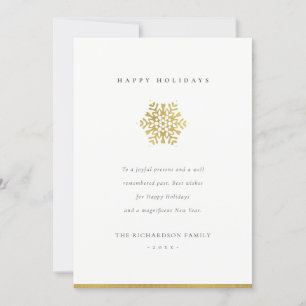 NAVY GOLD SNOWFLAKE LIGHT STRINGS JOY HOLIDAY CARD