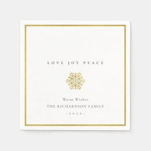 NAVY GOLD SNOWFLAKE LIGHT STRINGS LOVE JOY PEACE NAPKIN