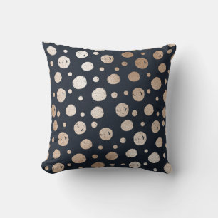 Navy/Gold Sparkle Polka Dot Reversible Pillow