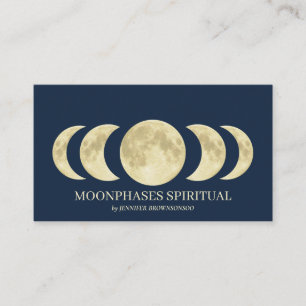 Navy Gold Spiritual Lunar Moon Business Card