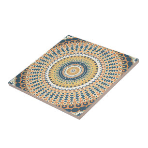 Navy Gold Star Mandala Tile